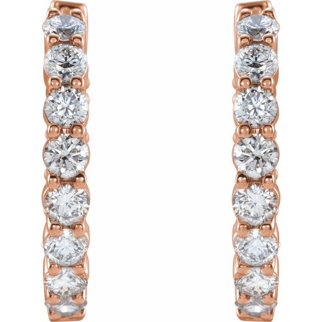 14K Gold 1/2 CTW Natural Diamond 19.3 mm Hinged Hoop Earring