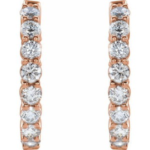 14K Gold 1/2 CTW Natural Diamond 19.3 mm Hinged Hoop Earring