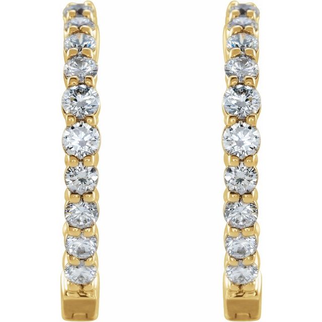 14K Gold 1/2 CTW Natural Diamond 19.3 mm Hinged Hoop Earring