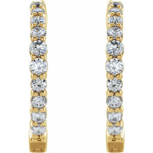 14K Gold 1/2 CTW Natural Diamond 19.3 mm Hinged Hoop Earring