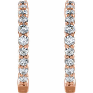 14K Gold 1/2 CTW Natural Diamond 19.3 mm Hinged Hoop Earring