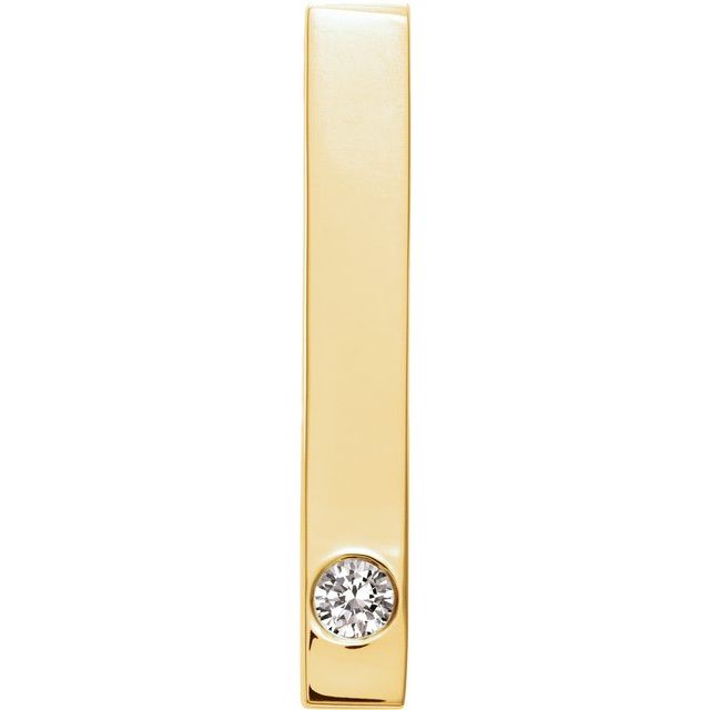 14K Gold Natural Mozambique Garnet Engravable Family Bar Pendant