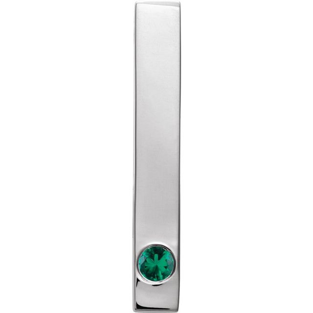 Lab-Grown Emerald Engravable Family Bar Pendant