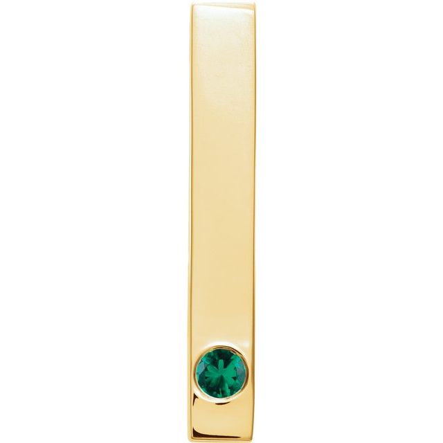 14K Gold Natural Mozambique Garnet Engravable Family Bar Pendant