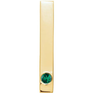 14K Gold Natural Mozambique Garnet Engravable Family Bar Pendant