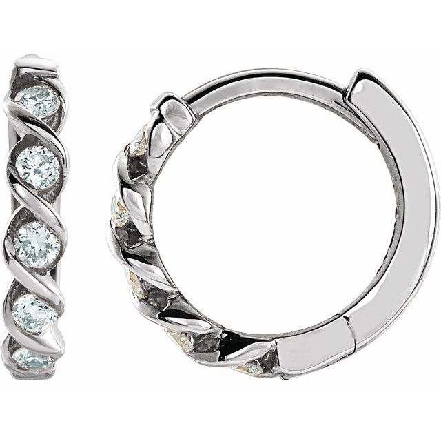 14K Gold Natural Diamond Hoop Earrings - Options Available