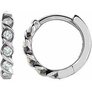 14K Gold Natural Diamond Hoop Earrings - Options Available