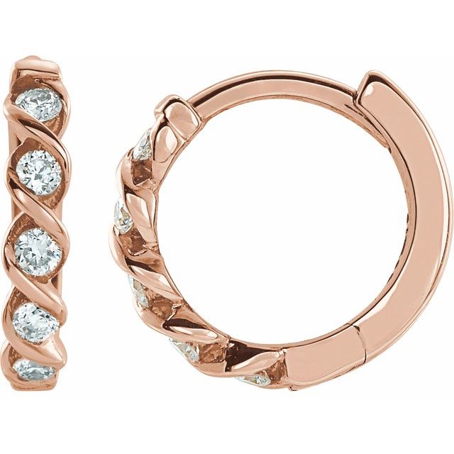 14K Gold Natural Diamond Hoop Earrings - Options Available