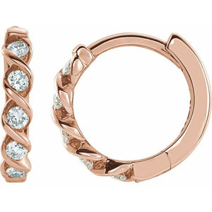 14K Gold Natural Diamond Hoop Earrings - Options Available