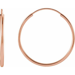 14K Gold Endless Flexible Tube Hoop Earrings