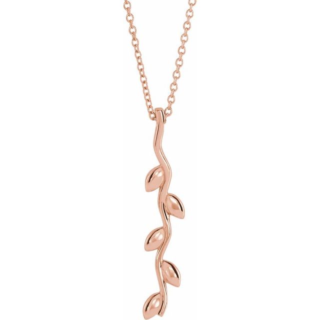 14K Gold Vertical Wave Family Pendant