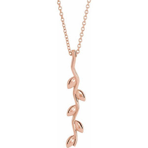 14K Gold Vertical Wave Family Pendant