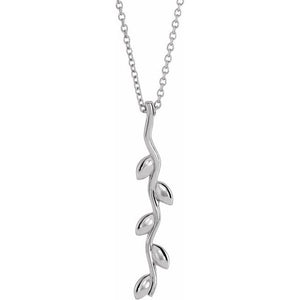 14K Gold Vertical Wave Family Pendant
