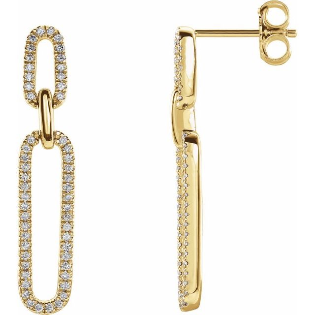 14K Gold Natural Diamond Link Earrings