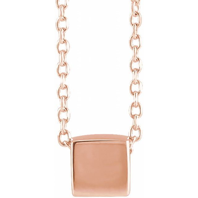 14K Rose Gold 5x5 mm Cube 16-Inch Necklace - Elegant Design