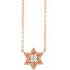 14K Rose Gold .03 CT Natural Diamond Star of David Necklace