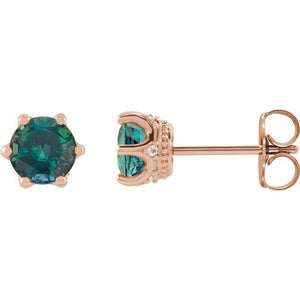 .03 CTW Lab-Grown Alexandrite & Natural Diamond Earrings in 14K Gold, Silver & Platinum
