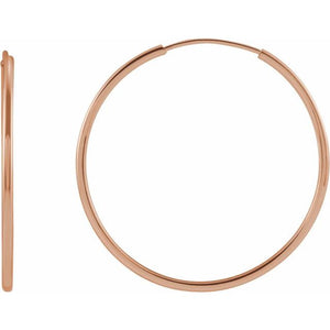 14K Gold Endless Flexible Tube Hoop Earrings