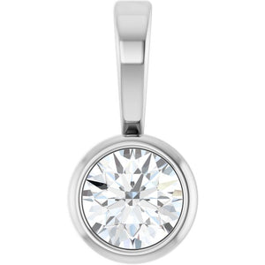 0.06 CT Natural Diamond Solitaire Bezel-Set Pendant in 14K Gold, Silver & Platinum