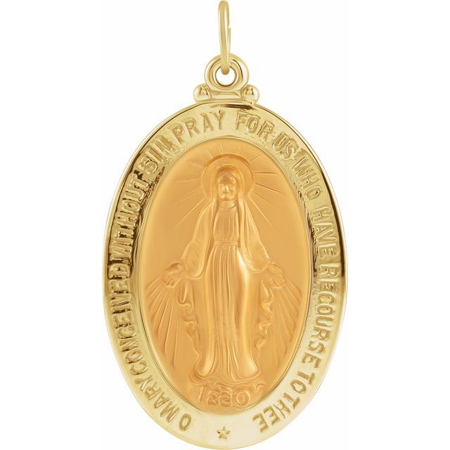 Sterling Silver 23x16 mm Oval Miraculous Medal Pendant Necklace