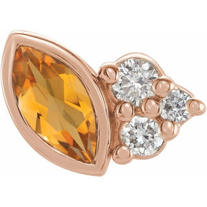 .03 CTW Natural Amethyst and Diamond Earrings in 14K Gold & Silver