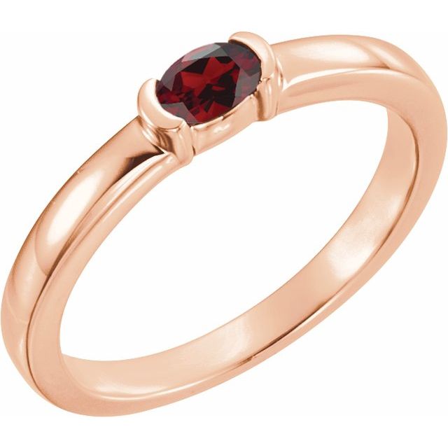 14K Gold Natural Mozambique Garnet Stackable Family Ring