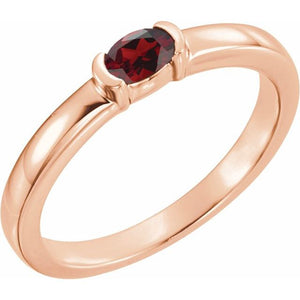 14K Gold Natural Mozambique Garnet Stackable Family Ring