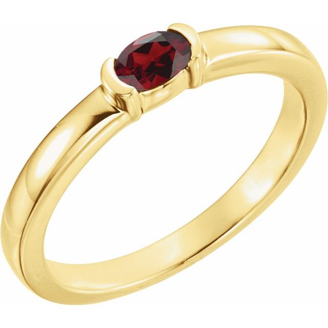 14K Gold Natural Mozambique Garnet Stackable Family Ring