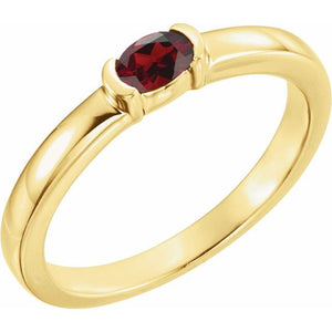 14K Gold Natural Mozambique Garnet Stackable Family Ring