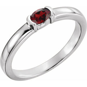 14K Gold Natural Mozambique Garnet Stackable Family Ring