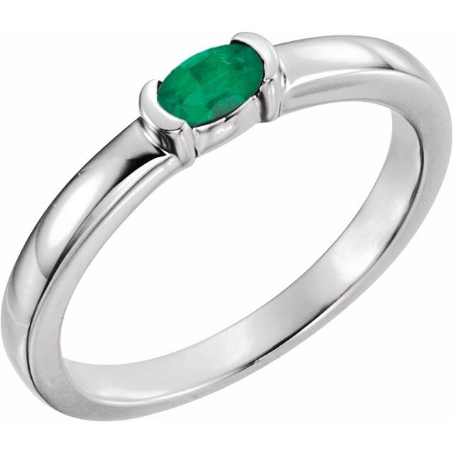 Lab-Grown Emerald Stackable Family Ring Crafted in 14K Gold & Sterling Silver