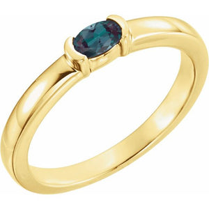 Lab-Grown Emerald Stackable Family Ring Crafted in 14K Gold & Sterling Silver