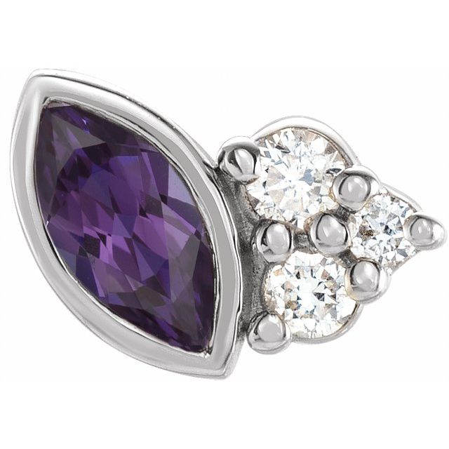 Lab-Grown Alexandrite and .03 CTW Natural Diamond Earrings in 14K Gold & Silver