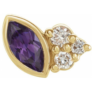 Lab-Grown Alexandrite and .03 CTW Natural Diamond Earrings in 14K Gold & Silver