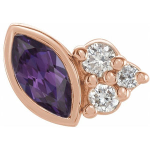 Lab-Grown Alexandrite and .03 CTW Natural Diamond Earrings in 14K Gold & Silver