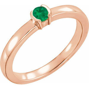 Lab-Grown Emerald Stackable Family Ring