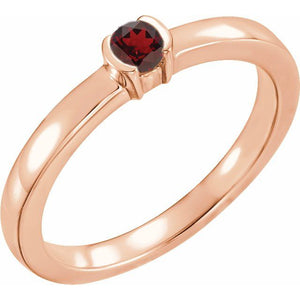 14K Gold Natural Mozambique Garnet Stackable Family Ring