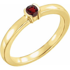 14K Gold Natural Mozambique Garnet Stackable Family Ring
