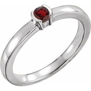 14K Gold Natural Mozambique Garnet Stackable Family Ring
