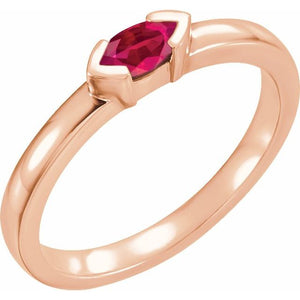 Natural Mozambique Garnet Stackable Ring Crafted in 14K Gold & Silver