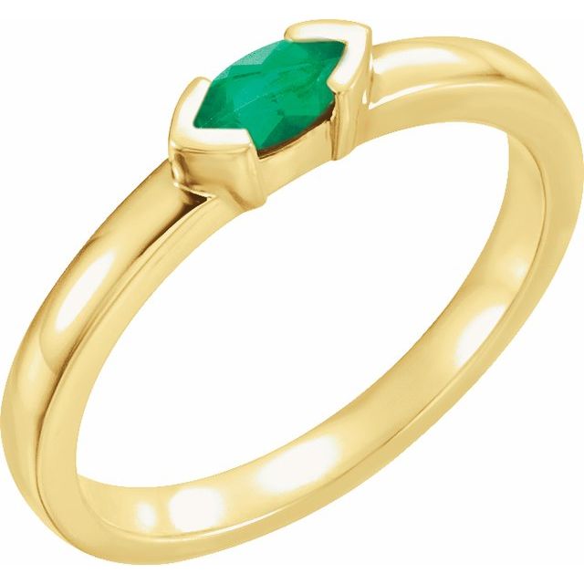 Lab-Grown Emerald Stackable Family Ring in 14K Gold & Silver