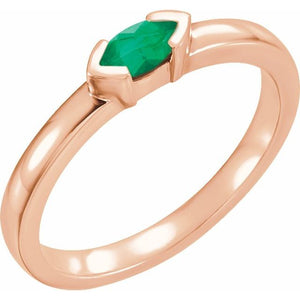 Lab-Grown Emerald Stackable Family Ring in 14K Gold & Silver