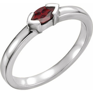 14K Gold Natural Mozambique Garnet Stackable Family Ring