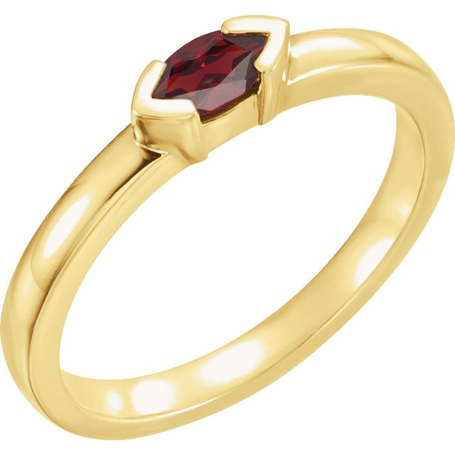 14K Gold Natural Mozambique Garnet Stackable Family Ring
