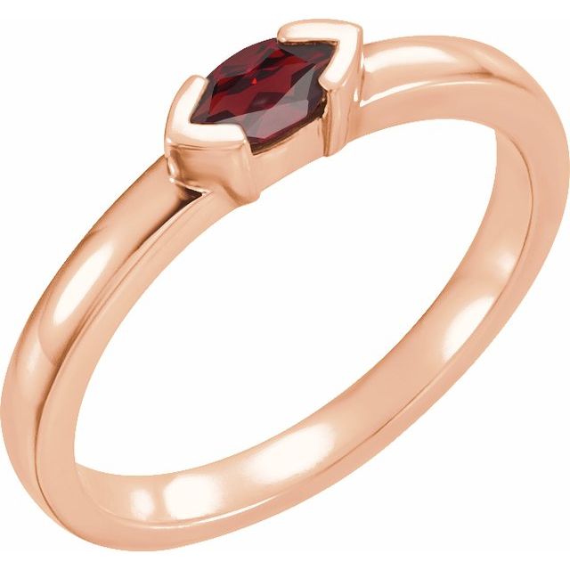 14K Gold Natural Mozambique Garnet Stackable Family Ring