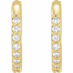 14K Rose Gold 1/8 CTW Natural Diamond Polished Huggie Hoop Earrings