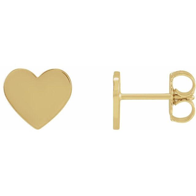 14K Gold Heart Stud Earrings