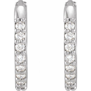 14K Rose Gold 1/8 CTW Natural Diamond Polished Huggie Hoop Earrings