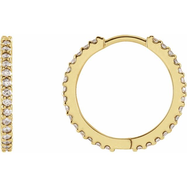14K Gold Natural Diamond Hoop Earrings - Options Available
