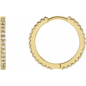 14K Gold Natural Diamond Hoop Earrings - Options Available